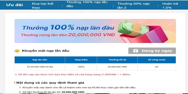 Khuyến Mãi Ku88 - Cập Nhật Ưu Đãi Mới Nhất Hiện Nay 3 khuyến mãi tại Ku88